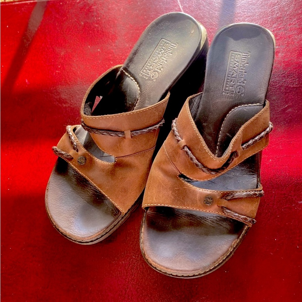 Timberland Brown Leather Sandals Size 8 GUC